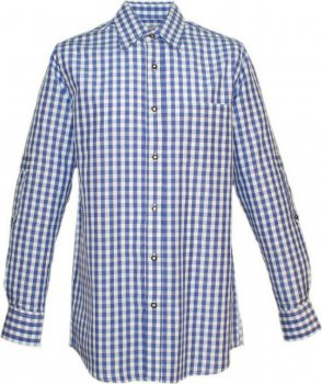 Freizeithemd Wanderhemd Trachtenhemd Hemd FUCHS Oktoberfest blau weiss