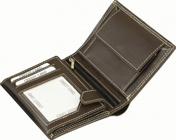 Herrenbörse Geldtasche Geldbörse aus Rind-Nappa Leder braun 12 x 9,5 cm