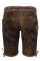 Preview: kurze Trachtenlederhose bestickt Gürtel mit bayrischen Rautendruck Plattlerhose
