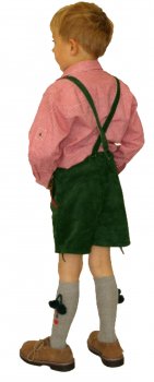 1021g- Kurze grüne bestickte Trachten-Lederhose aus Rindkernveloursleder Größe 128