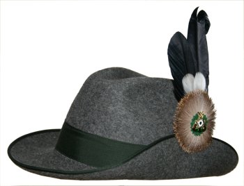 Preview: 10272113-812- Forsthut - Schützenhut mit Druckknopf - grau oder mittelgrau meliert