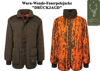 Warn-Wende-Faserpelzjacke "DRÜCKJAGD" Forst & Wald Hubertus Freizeitjacke
