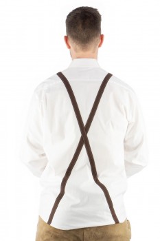 Preview: Trachtenhemd mit Trachtenträger weiß Haifischkragen  Oktoberfest