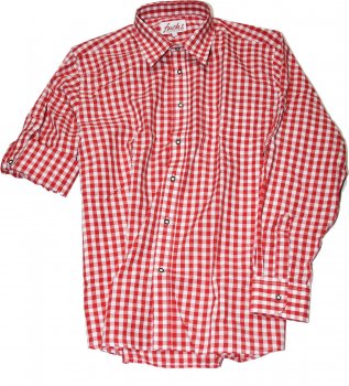 Freizeithemd Wanderhemd Trachtenhemd Hemd FUCHS Oktoberfest rot - weiss
