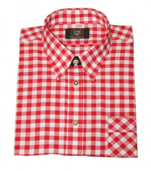 Freizeithemd Wanderhemd Trachtenhemd von OS Trachten Hemd rot/weiß Oktoberfest