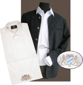 Preview: 120006-0008-01 - Trachtenhemd Freizeithemd  mit Bayernwappen