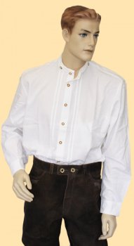 Preview: 120003-0008 - Trachtenhemd mit Stehkragen und Hirschhornknöpfen