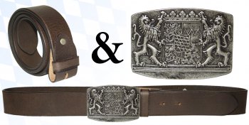 18115+GS21210-40s - Wechselgürtel Ledergürtel mit Buckle mit Bayern Wappen