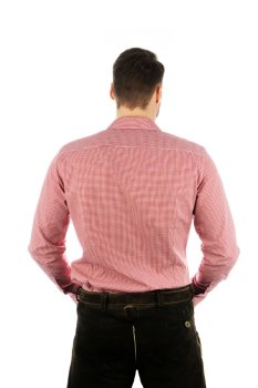 Preview: DER HINGUCKER! OS-Trachten Hemd Trachtenhemd langarm Slim Fit rot