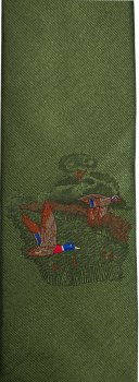 Jagdkrawatte Seidenkrawatte Schlips grün mit fliegenden Enten von LLOYDS - SKOGEN