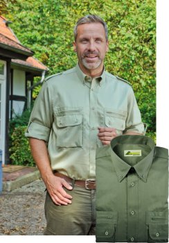 Preview: Safari - Jagdhemd Freizeithemd Hemd Gabardine oliv
