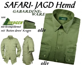 Safari - Jagdhemd Freizeithemd Hemd Gabardine oliv