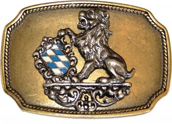 GS21141-40- Gürtelschnalle Buckle 4farbige Schließe mit Löwe und Bayern Wappen