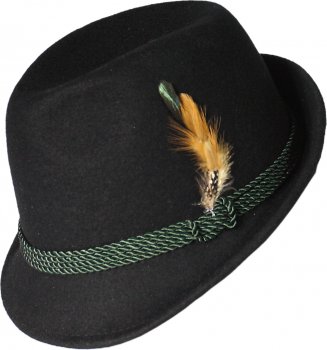 243B-671- TRACHTENHUT für Damen Damenhut mit Feder Hut Trachten schwarz