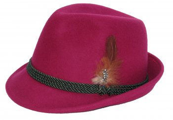 243B-671- TRACHTENHUT für Damen Damenhut mit Feder Hut Trachten pink