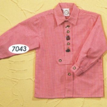 70043r- rotes  Trachtenhemd für Kinder Minikaro