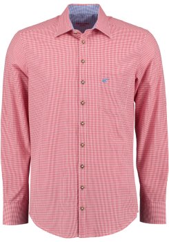 Preview: DER HINGUCKER! OS-Trachten Hemd Trachtenhemd langarm Slim Fit rot