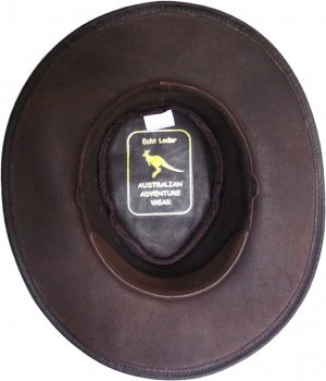 5825- Lederhut braun  - Made Australien Größe S (54-55)