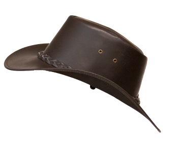 Preview: Lederhut braun  - Made Australien mit geflochtenen Leder-Hutband  braun Faustmann M=56-57