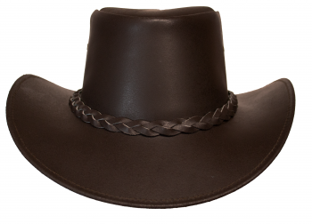 Lederhut braun  - Made Australien mit geflochtenen Leder-Hutband  braun Faustmann M=56-57
