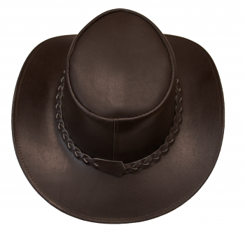 Preview: Lederhut braun  - Made Australien mit geflochtenen Leder-Hutband  braun Faustmann M=56-57