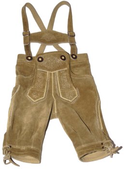 Preview: 60046- Trachten- Kniebundlederhose für Kinder mit Stegträger
