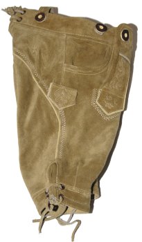 Preview: 60046- Trachten- Kniebundlederhose für Kinder mit Stegträger