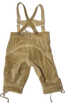 Preview: 60046- Trachten- Kniebundlederhose für Kinder mit Stegträger