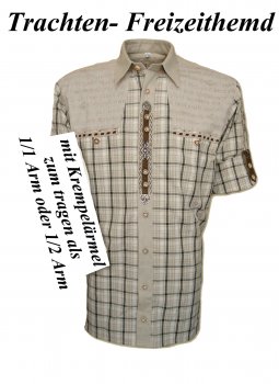 820002-2632-63 - Trachtenhemd mit Krempelärmel Hemd aufwendig verarbeitet M