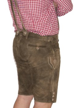 kurze Trachtenlederhose + Träger Lederhose Wildbockleder bestickt