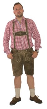 kurze Trachtenlederhose + Träger Lederhose Wildbockleder bestickt