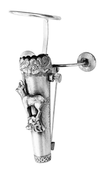 Preview: Hülse für Bärte und Federn Hutschmuck  Anstecker mit Gemse und Abstandhalter