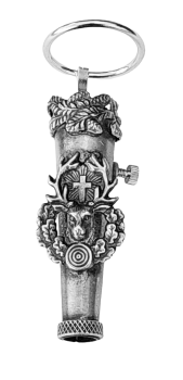 Preview: Hülse für Bärte und Federn Hutschmuck  Anstecker Hubertushirsch mit Kreuz