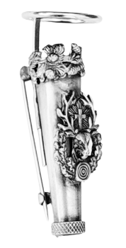 Preview: Hülse für Bärte und Federn Hutschmuck  Anstecker Hubertushirsch mit Kreuz