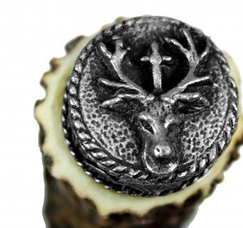 Preview: Jagdmesser Trachtenmesser Jagdnicker mit Kappe mit Hubertus Hirschkopf mit Kreuz