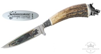 Preview: M6-100-SOL-SK- ÄWS- Jagdnicker mit farbiger Ätzung WAIDMANNS-HEIL und Kappe mit Saukopf