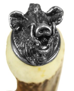 Preview: M6-100-SOL-SK- ÄWS- Jagdnicker mit farbiger Ätzung WAIDMANNS-HEIL und Kappe mit Saukopf