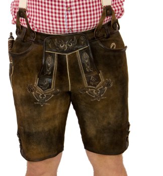 kurze Trachtenlederhose + Hosenträger Lederhose aufwendig bestickt