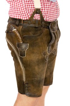 kurze Trachtenlederhose + Hosenträger Lederhose aufwendig bestickt