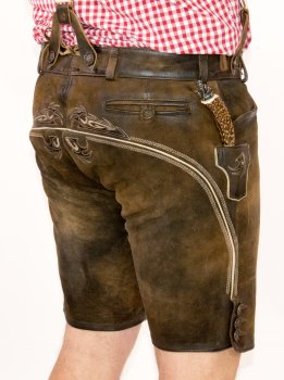 kurze Trachtenlederhose + Hosenträger Lederhose aufwendig bestickt