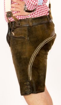kurze Trachtenlederhose + Hosenträger Lederhose aufwendig bestickt