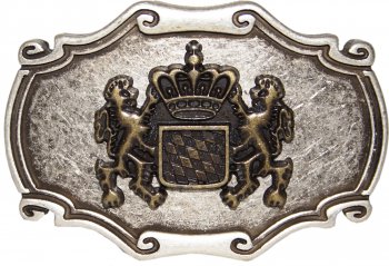 Gürtelschließe Bicolor 4,0 cm  Tracht Wappen Raute Löwe Landes Krone