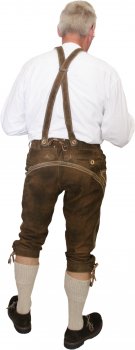 Preview: Justin- Trachten-Kniebundlederhose mit Trachten- Stegräger in torfantik Größe 48