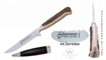 M5-110-Sol-grScheide- Jagdmesser mit Hirschhornschalen & Zierrücken