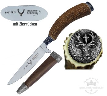 Jagdmesser Trachtenmesser Jagdnicker mit Kappe mit Hubertus Hirschkopf mit Kreuz
