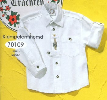 70109w-Kinder - Trachtenhemd mit Krempelärmeln