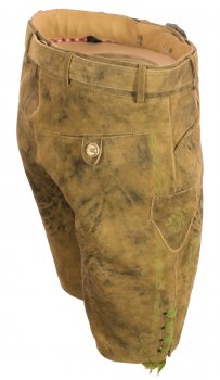 Preview: Vincent-  kurze Lederhose Trachtenlederhose mit Gürtel Plattlerhose bestickt