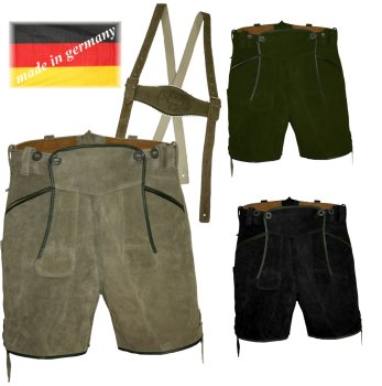 kurze Lederhose + Stegträger Trachtenlederhose Made in Germany Oktoberfest