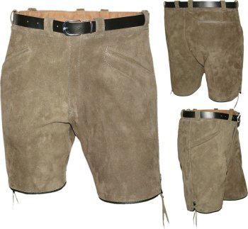 kurze sportliche Lederhose Bermuda Shorts mit Gürtel 3 Taschen