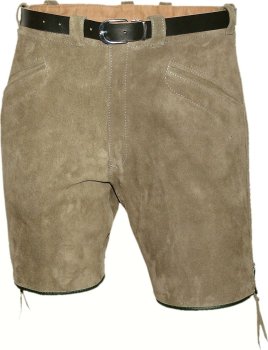 Preview: kurze sportliche Lederhose Bermuda Shorts mit Gürtel 3 Taschen